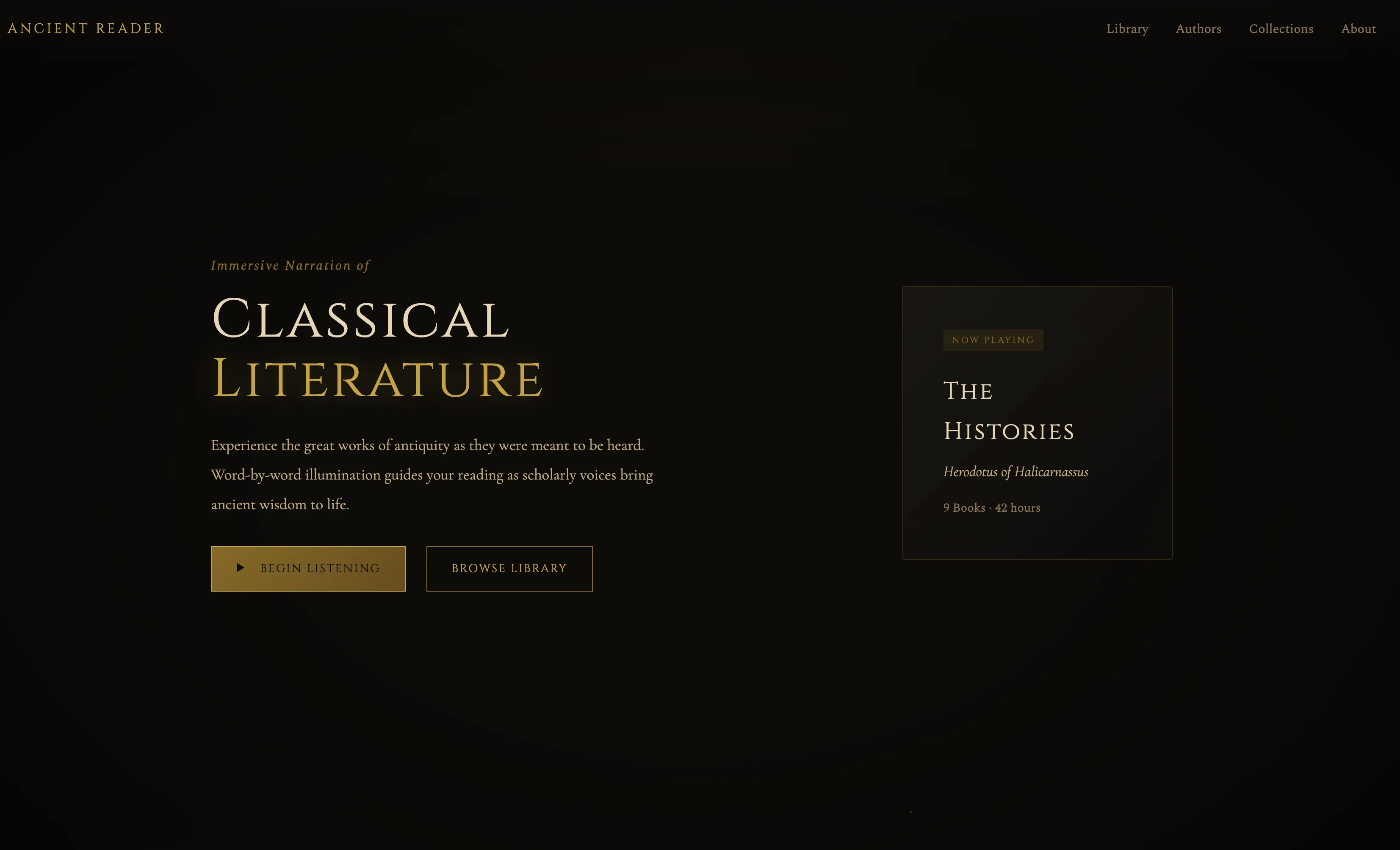 Ancient Reader website screenshot