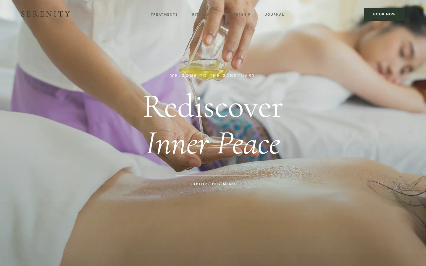 Serenity Spa website screenshot