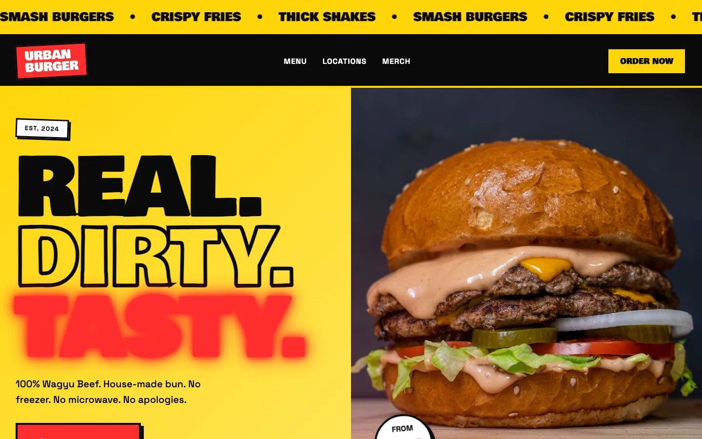 Urban Burger website screenshot