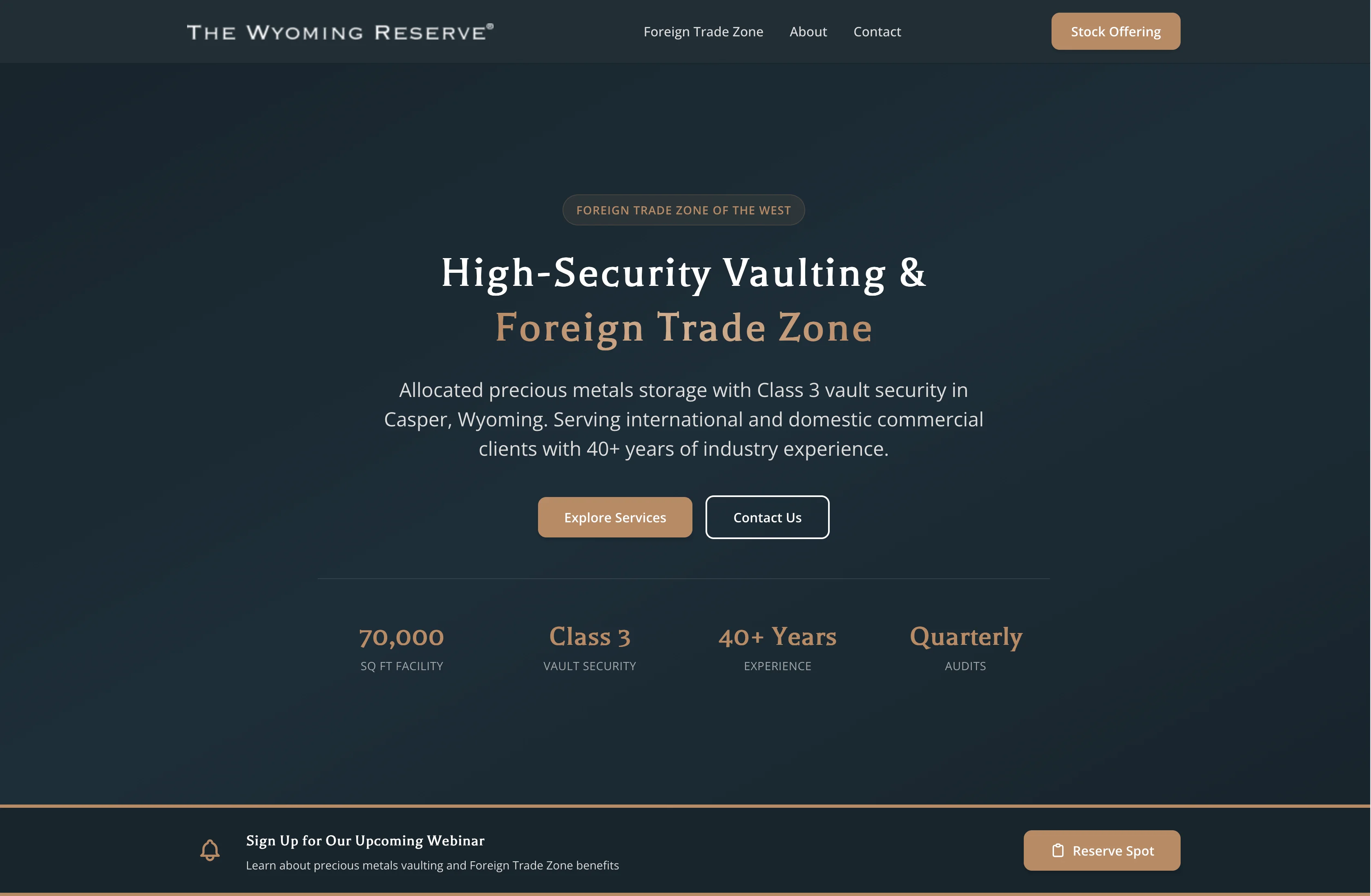 Wyoming Reserve website screenshot