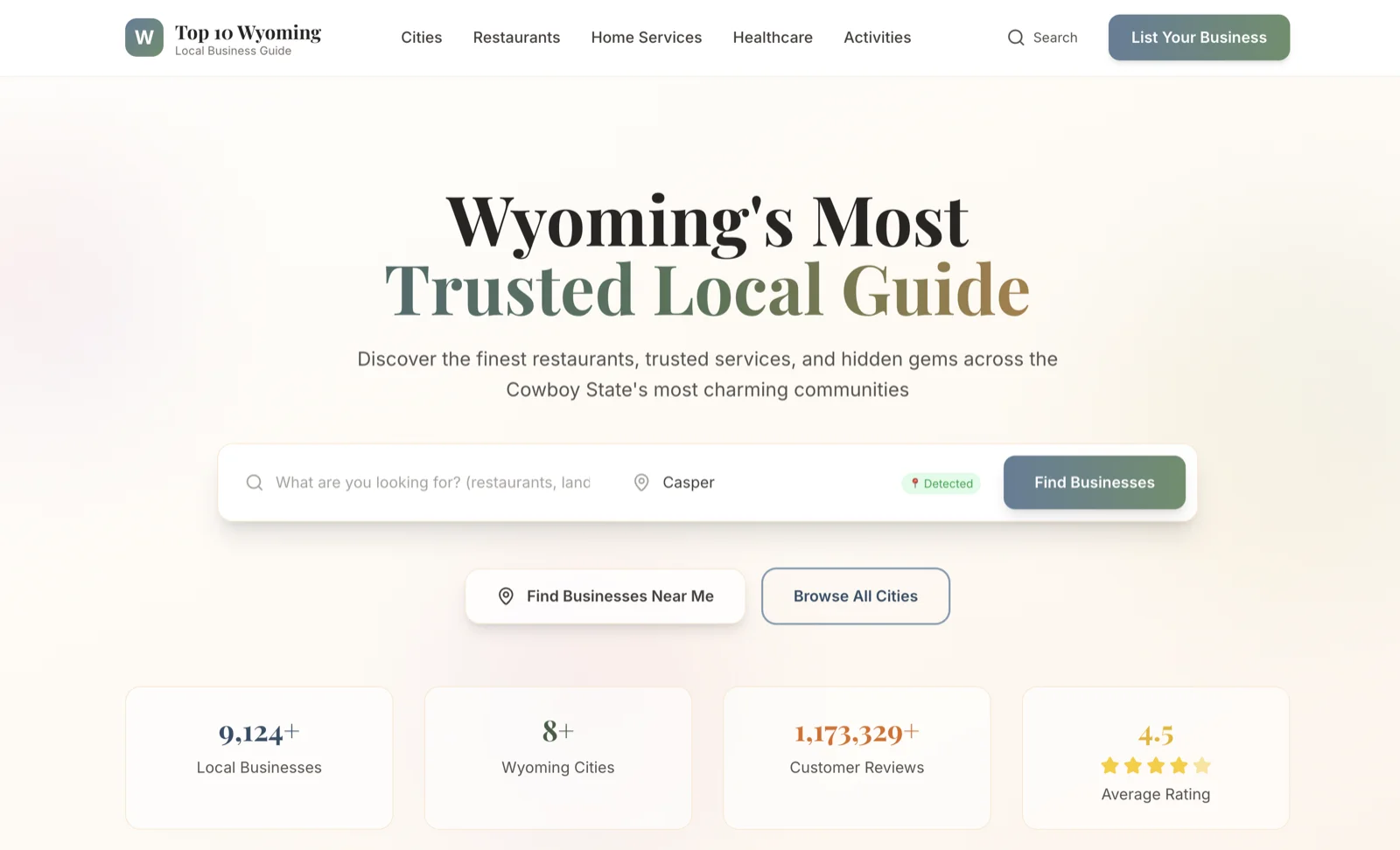 Top 10 Wyoming website screenshot